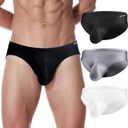 ZAIGELUO Eisseide Slips Herren Silk Briefs Underhose Weich Nahtlos Schnell Trocknende Low Rise Männer Unterwäsche L 3-Pack von ZAIGELUO