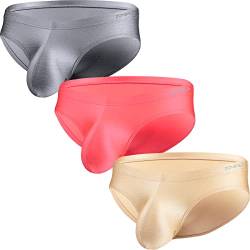 ZAIGELUO Eisseide Slips Herren Silk Briefs Underhose Weich Nahtlos Schnell Trocknende Low Rise Männer Unterwäsche L 3-Pack von ZAIGELUO