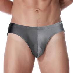 ZAIGELUO Eisseide Slips Herren Silk Briefs Underhose Weich Nahtlos Schnell Trocknende Low Rise Männer Unterwäsche M Grau von ZAIGELUO