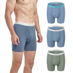 ZAIGELUO Herren Boxershorts Bambus Unterhosen Männer Retroshorts Lange Beine Bequeme Atmungsaktiv Weiche Beutel Unterwäsche 2XL 3-Pack von ZAIGELUO