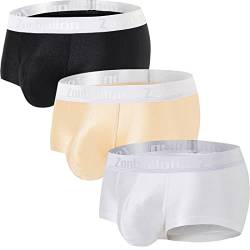 ZAIGELUO Herren Eisseide Boxershorts Weiche Sexy Unterwäsche mit Pouch Kurze Beine Nahtlos Trunks Retroshorts Shorts Sportliche Sporthose Unterhosen für Männer 2XL 3-Pack von ZAIGELUO