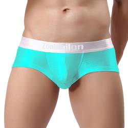 ZAIGELUO Herren Eisseide Boxershorts Weiche Sexy Unterwäsche mit Pouch Kurze Beine Nahtlos Trunks Retroshorts Shorts Sportliche Sporthose Unterhosen für Männer 2XL Cyan von ZAIGELUO