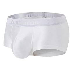 ZAIGELUO Herren Eisseide Boxershorts Weiche Sexy Unterwäsche mit Pouch Kurze Beine Nahtlos Trunks Retroshorts Shorts Sportliche Sporthose Unterhosen für Männer 2XL Weiß von ZAIGELUO