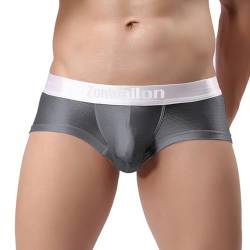 ZAIGELUO Herren Eisseide Boxershorts Weiche Sexy Unterwäsche mit Pouch Kurze Beine Nahtlos Trunks Retroshorts Shorts Sportliche Sporthose Unterhosen für Männer XL Grau von ZAIGELUO