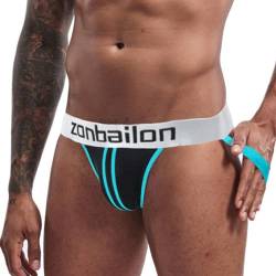 ZAIGELUO Herren Jockstraps Niedrig sitzende Unterwäsche Sport Tanga mit Beinriemen Männer String Sportunterwäsche Athletische Unterstützer XL Blau von ZAIGELUO