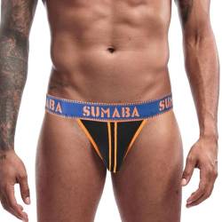 ZAIGELUO Herren Jockstraps Niedrig sitzende Unterwäsche Sport Tanga mit Beinriemen Männer String Sportunterwäsche Athletische Unterstützer XL Orange von ZAIGELUO