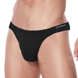 ZAIGELUO Herren String Bambus Tanga Unterwäsche Bulge Pouch Sexy Niedrige Taille T-Back Komfortabel Unterhosen 3XL Black von ZAIGELUO