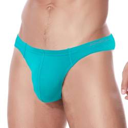 ZAIGELUO Herren String Bambus Tanga Unterwäsche Bulge Pouch Sexy Niedrige Taille T-Back Komfortabel Unterhosen 3XL Cyan von ZAIGELUO