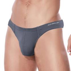 ZAIGELUO Herren String Bambus Tanga Unterwäsche Bulge Pouch Sexy Niedrige Taille T-Back Komfortabel Unterhosen L Darkgrey von ZAIGELUO