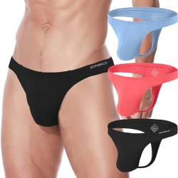 ZAIGELUO Herren String Bambus Tanga Unterwäsche Bulge Pouch Sexy Niedrige Taille T-Back Komfortabel Unterhosen M 3-Pack von ZAIGELUO