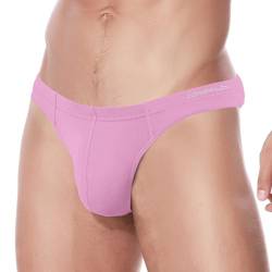 ZAIGELUO Herren String Bambus Tanga Unterwäsche Bulge Pouch Sexy Niedrige Taille T-Back Komfortabel Unterhosen XL Pink von ZAIGELUO