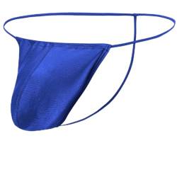 ZAIGELUO Herren Tanga EIS-Seide String Mit Beutel Verstellbaren Niedrigschnitt-T-Rücken Atmungsaktiven Männer Unterwäsche M Blau von ZAIGELUO