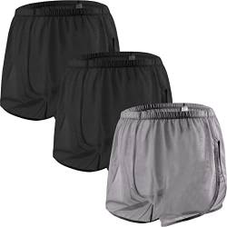 ZAIGELUO Herren Transparent Shorts Boxershorts Männer Mesh Durchsichtige Lockere Unterwäsche mit Large Split Side Atmungsaktive Freizeit Unterhose Nachtwäsche 3XL 3-Pack von ZAIGELUO