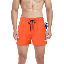 ZAIGELUO Sporthose Herren Kurz Shorts Sport Hose Trainingshose mit Tasche Männer Schnell Trocknend Laufhose Running Sportshorts Fitness Training Shorts Jogginghose 2XL Orange von ZAIGELUO