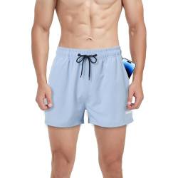 ZAIGELUO Sporthose Herren Kurz Shorts Sport Hose Trainingshose mit Tasche Männer Schnell Trocknend Laufhose Running Sportshorts Fitness Training Shorts Jogginghose 3XL Blau von ZAIGELUO