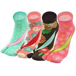 ZAKASA Tabi Socken Damen: Füßlinge Kurzesocken Sneaker Flip Flop Zehensocken Baumwolle Geta Socken Kurze Japanische Zwei-Zehen-Socken,Größe 35-41,4 Paare von ZAKASA