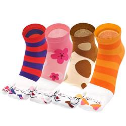 ZAKASA Tabi Socken Damen: Füßlinge Kurzesocken Sneaker Flip Flop Zehensocken Baumwolle Geta Socken Kurze Japanische Zwei-Zehen-Socken,Größe 35-41,4 Paare von ZAKASA