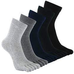 ZAKASA Zehensocken Herren Baumwolle Sportsocken: Fünf Finger Sport Socken 5 Finger Socken Laufsocken Wandersocken Trekking Sneaker Socken Männer Größe 39-44 Klassisch-5 Paar von ZAKASA