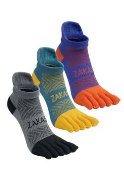 ZAKASA Zehensocken Herren Finger Socken: Kurz Sneaker socken mit zehen Männer Coolmax Anti Schweiß Socken Atmungsaktive Sportsocken für Laufen Running 39-42 Mischfarbe-3 Paare von ZAKASA