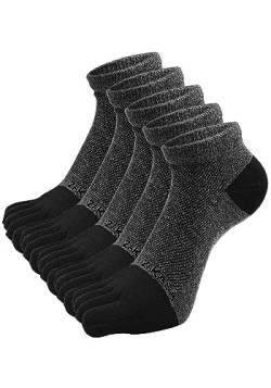 ZAKASA Zehensocken Herren Sneaker Socken: Five Finger Socken Laufsocken Männer Kurze Socken mit Zehen Baumwolle Sportsocken Atmungsaktiv 43-46 Grau-5 Paare von ZAKASA