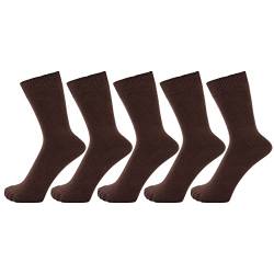 ZAKIRA Elegante Einfarbige Socken aus Feinster Gekämmter Baumwolle - 5 Pack, 40-46 (EU), Braun von ZAKIRA