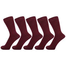 ZAKIRA Elegante Einfarbige Socken aus Feinster Gekämmter Baumwolle - 5 Pack, 40-46 (EU), Burgunder von ZAKIRA