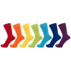 ZAKIRA Elegante Einfarbige Socken aus Feinster Gekämmter Baumwolle in Lebendigen Farben für Damen und Herren, 36-40 (EU), Regenbogen 7er Pack von ZAKIRA