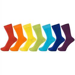 ZAKIRA Elegante Einfarbige Socken aus Feinster Gekämmter Baumwolle in Lebendigen Farben für Damen und Herren, 40-46 (EU), Regenbogen 7er Pack von ZAKIRA