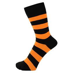 ZAKIRA Elegante Gestreifte Socken aus Feinster Gekämmter Baumwolle für Damen und Herren, 36-40 (EU), Orange/Schwarz von ZAKIRA