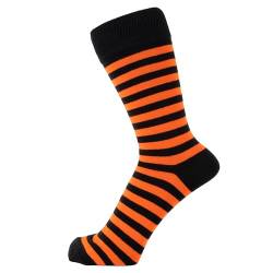 ZAKIRA Elegante Gestreifte Socken aus Feinster Gekämmter Baumwolle für Damen und Herren, 36-40 (EU), Orange/Schwarz von ZAKIRA