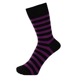 ZAKIRA Elegante Gestreifte Socken aus Feinster Gekämmter Baumwolle für Damen und Herren, 40-46 (EU), Lila/Schwarz von ZAKIRA