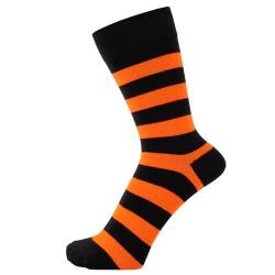 ZAKIRA Elegante Gestreifte Socken aus Feinster Gekämmter Baumwolle für Damen und Herren, 40-46 (EU), Orange/Schwarz von ZAKIRA