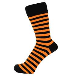 ZAKIRA Elegante Gestreifte Socken aus Feinster Gekämmter Baumwolle für Damen und Herren, 40-46 (EU), Orange/Schwarz von ZAKIRA