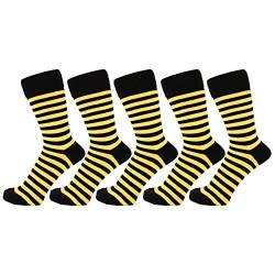 ZAKIRA Elegante Gestreifte Socken aus Feinster Gekämmter Baumwolle für Damen und Herren 5 Pack, 36-40 (EU), Gelb/Schwarz von ZAKIRA