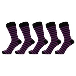 ZAKIRA Elegante Gestreifte Socken aus Feinster Gekämmter Baumwolle für Damen und Herren 5 Pack, 36-40 (EU), Lila/Schwarz von ZAKIRA