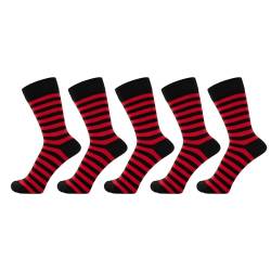 ZAKIRA Elegante Gestreifte Socken aus Feinster Gekämmter Baumwolle für Damen und Herren 5 Pack, 36-40 (EU), Rot/Schwarz von ZAKIRA