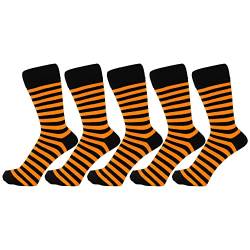 ZAKIRA Elegante Gestreifte Socken aus Feinster Gekämmter Baumwolle für Damen und Herren 5 Pack, 40-46 (EU), Orange/Schwarz von ZAKIRA