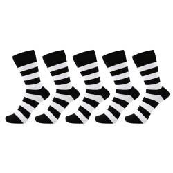 ZAKIRA Elegante Gestreifte Socken aus Feinster Gekämmter Baumwolle für Damen und Herren 5 Pack, 40-46 (EU), Weiß/Schwarz von ZAKIRA