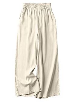 ZANZEA Culottes Hosen Damen Baggy Lang Hosenrock Sommer Weite Haremshosen Elastische Taille Strandhose Große Größen Leichte Yoga Hosen D-Aprikose M von ZANZEA