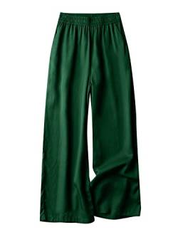 ZANZEA Culottes Hosen Damen Baggy Lang Hosenrock Sommer Weite Haremshosen Elastische Taille Strandhose Große Größen Leichte Yoga Hosen D-Grün XXL von ZANZEA