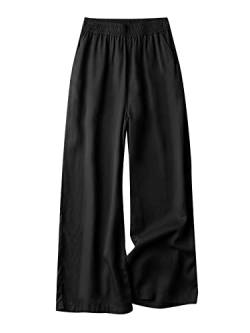 ZANZEA Culottes Hosen Damen Baggy Lang Hosenrock Sommer Weite Haremshosen Elastische Taille Strandhose Große Größen Leichte Yoga Hosen D-Schwarz 3XL von ZANZEA