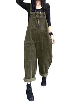 ZANZEA Damen Jumpsuit Latzhose Vintage Lose Casual Baggy Ärmellos Overall Langer Playsuit armeegrün S von ZANZEA