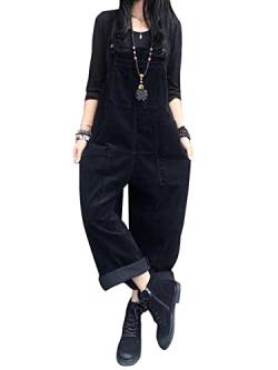 ZANZEA Damen Jumpsuit Latzhose Vintage Lose Casual Baggy Ärmellos Overall Langer Playsuit schwarz 4XL von ZANZEA