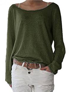 ZANZEA Damen Langarm Lose Bluse Hemd Shirt Oversize Sweatshirt Oberteil Tops Army Grün EU 46/Etikettgröße XL von ZANZEA