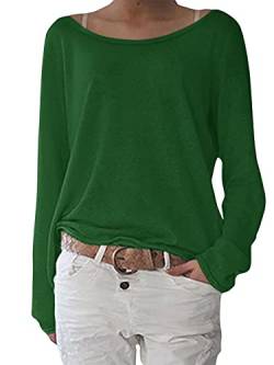 ZANZEA Damen Langarm Lose Bluse Hemd Shirt Oversize Sweatshirt Oberteil Tops Grasgrün Medium von ZANZEA