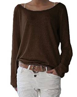 ZANZEA Damen Langarm Lose Bluse Hemd Shirt Oversize Sweatshirt Oberteil Tops Kaffee EU 46/Etikettgröße XL von ZANZEA