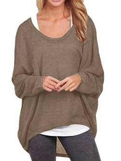 ZANZEA Damen Lose Asymmetrisch Jumper Sweatshirt Pullover Bluse Oberteile Oversize Tops Braun 5XL von ZANZEA