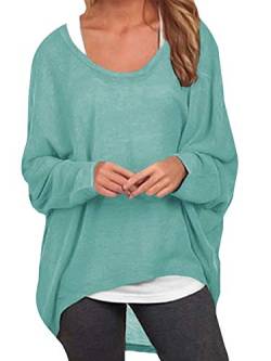 ZANZEA Damen Lose Asymmetrisch Jumper Sweatshirt Pullover Bluse Oberteile Oversize Tops Grün XL von ZANZEA