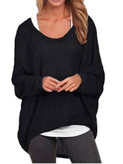 ZANZEA Damen Lose Asymmetrisch Jumper Sweatshirt Pullover Bluse Oberteile Oversize Tops Schwarz L von ZANZEA