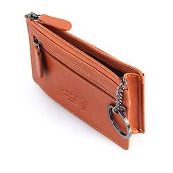 ZAPP - 'Filante' Reißverschluss Geldbörse mit integriertem Schlüsselanhänger aus echtem Leder (Farbe: braun) von ZAPP